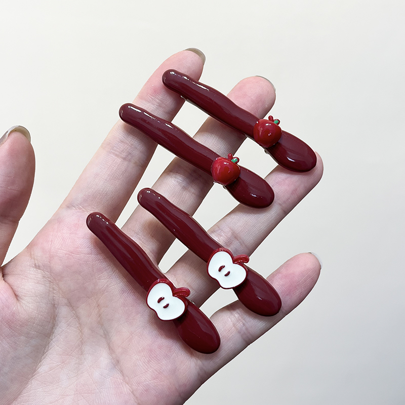 简约红色侧边刘海发夹