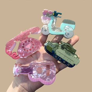 苏小北创意醋酸发夹2025年新款小提琴头饰老式电话机半扎发抓夹