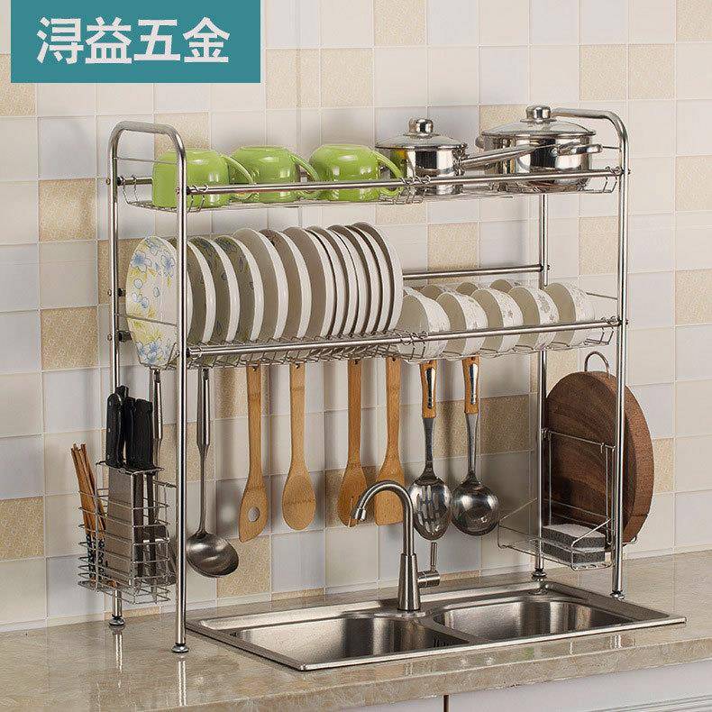 小批量不锈钢沥水碗碟收纳架多功能双层厨房碗碟筷盘厨具置物架