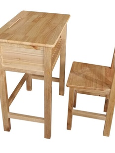 实木课桌椅中小学生书桌学校培训桌老式 木质书桌家用单人学习课桌