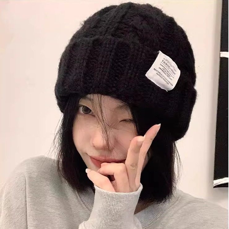 大头围粗针织毛线帽女冬季ins风麻花帽子网红显脸小多巴胺色冷帽