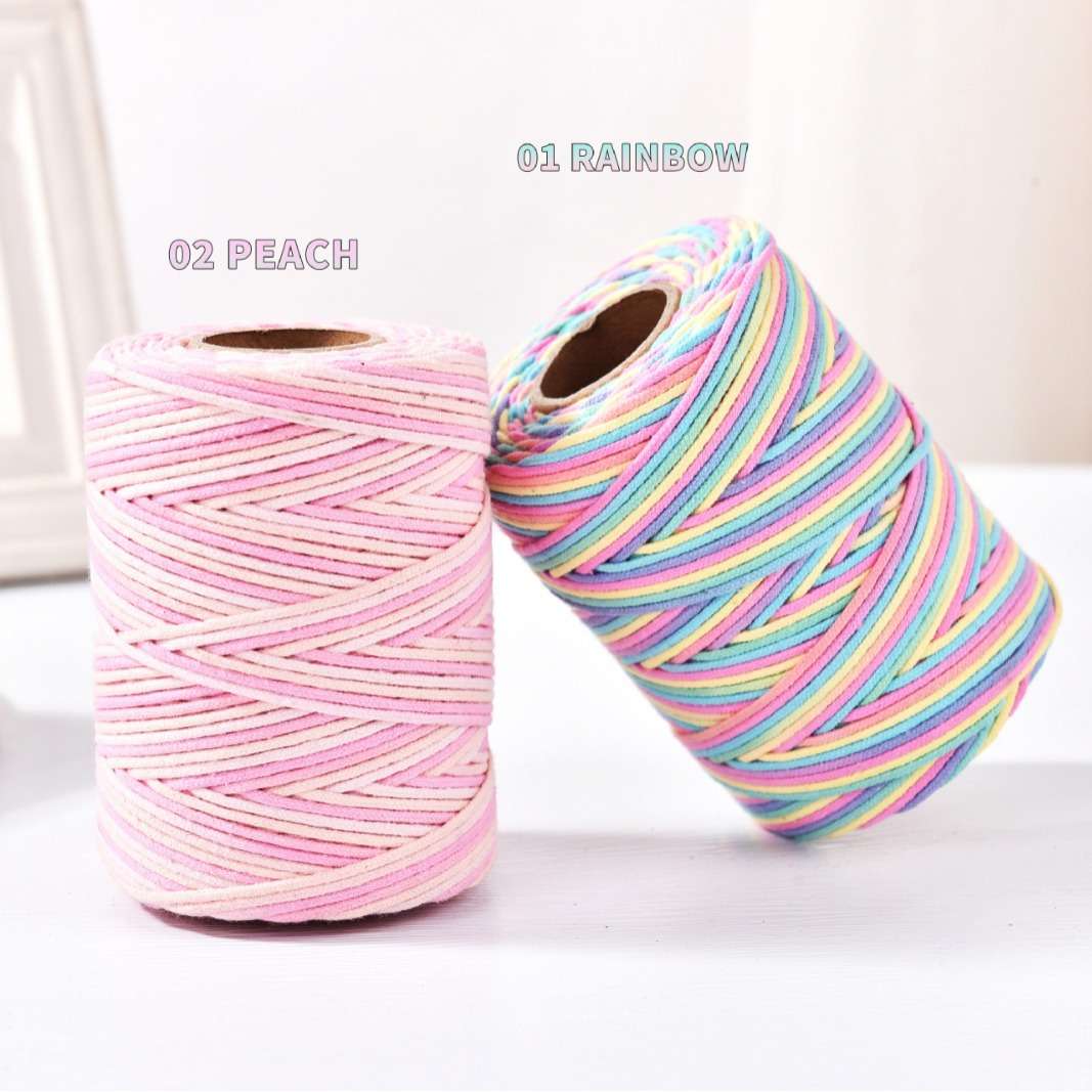 2mm渐变色棉绳 渐变色棉线100米 macrame手工diy材料绳子