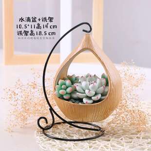 铁架挂花盆粗陶悬挂多肉花盆吊兰花盆多肉编织带吊钩吊兰盆4027铁