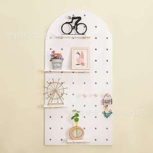 北欧实木白色洞洞板置物架 饰多层收纳整理架 卧室客厅壁架隔板装