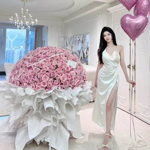 全国99/199/999朵粉玫瑰花束鲜花速递同城订婚生日北京上海广州店