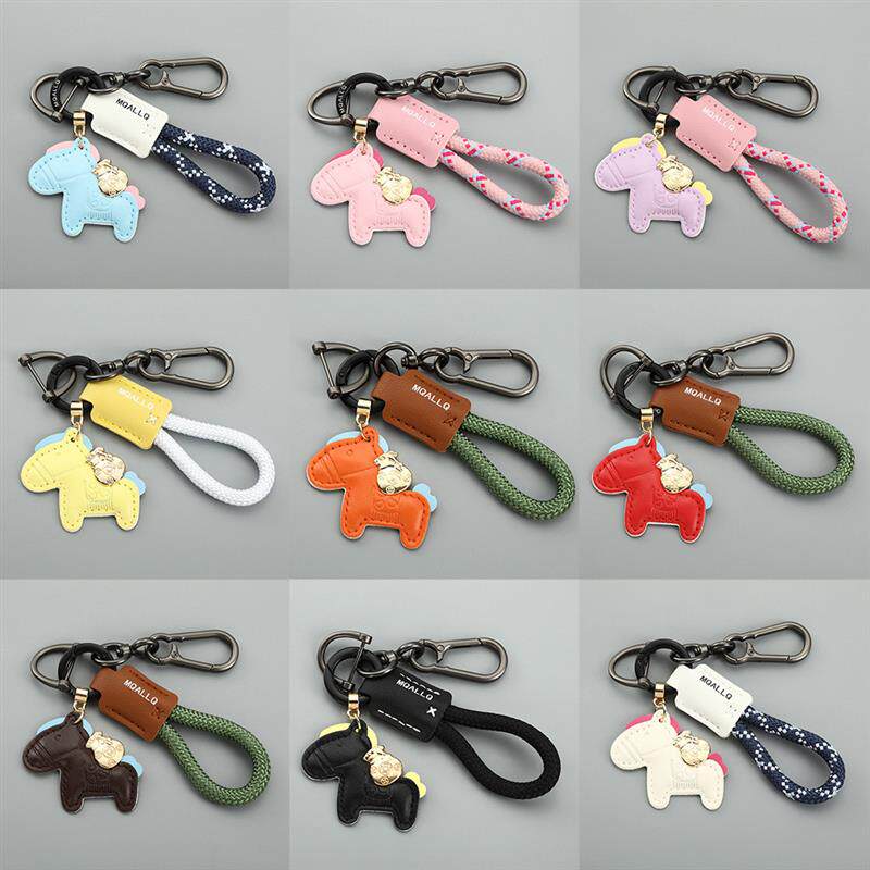 手工编织绳小马钥匙扣新年创意马上有钱钥匙挂件卡通可爱情侣挂件