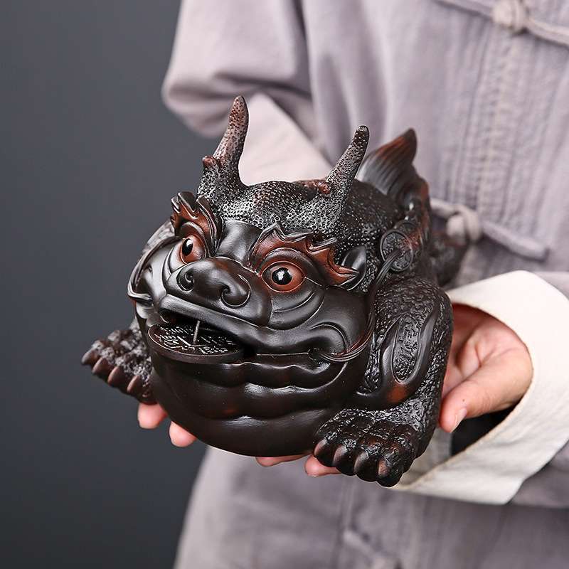 手工大号紫陶金蟾茶宠摆件精品可养茶玩茶桌茶盘蟾蜍装饰茶具配件