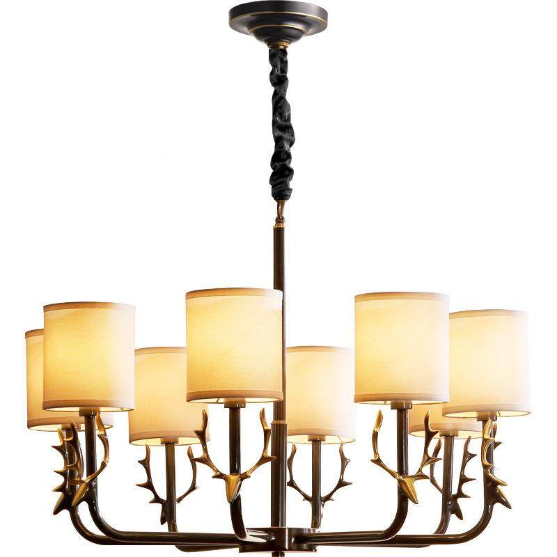 清仓款美式乡村个艺全吊铜灯客厅餐厅卧室灯具性创意鹿角布吊灯,家装灯饰光源,智能吊灯,淘宝优惠券,粉丝福利购,淘宝优惠卷