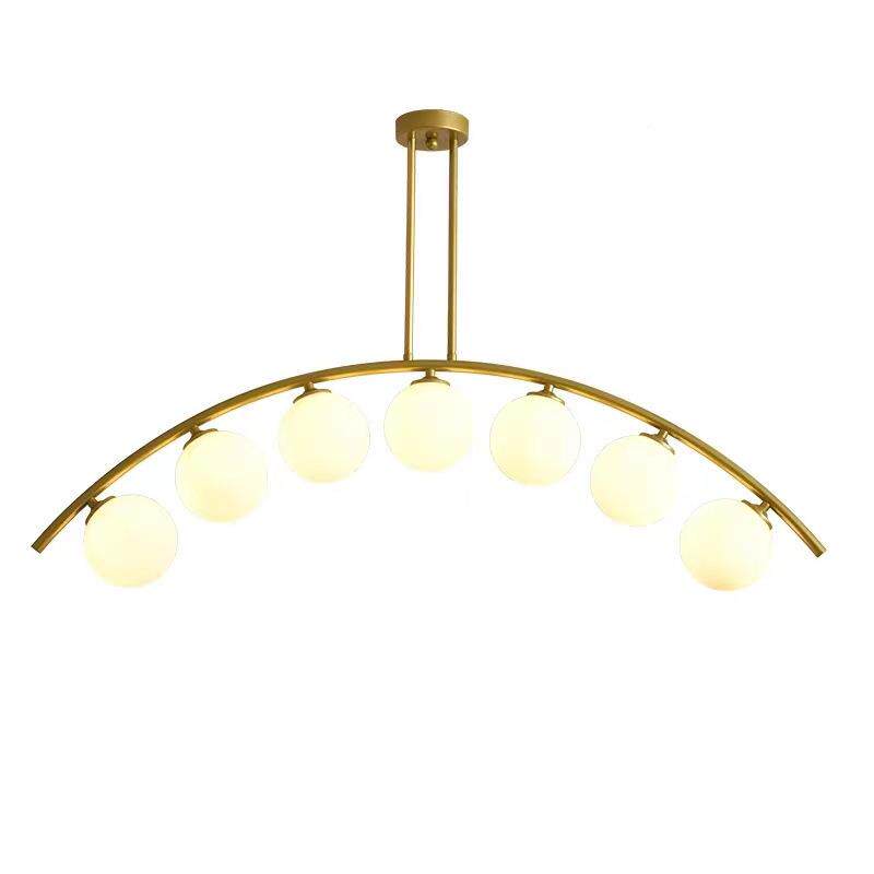 北375欧简约长形餐厅条约吸顶灯创意吧台弧球中球玻璃泡泡灯简全