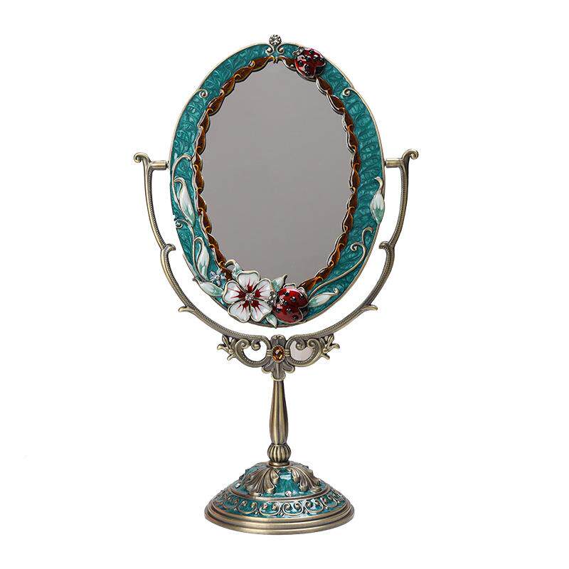 欧式复古化妆镜复梳妆镜，田园金属台式梳，面妆镜，731古双梳妆