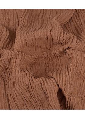 薄款亚麻粘绉布素色棉PZK柔麻洗皱软亚麻粘压肌理休皱闲亚麻面料