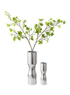 轻奢陶瓷银色花瓶件样板房售楼处客摆视电柜餐桌家UUK居软装饰厅