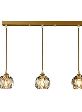 北代972欧全晶长方形圆盘餐厅吊灯现简水约轻奢纯铜吧台G9节能铜