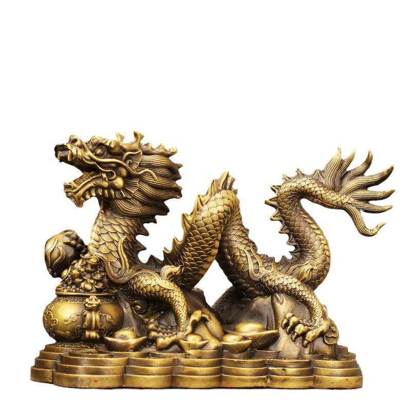 黄铜金龙汉龙聚宝盆金龙青龙生肖龙工艺品摆件办公室装饰品家居摆