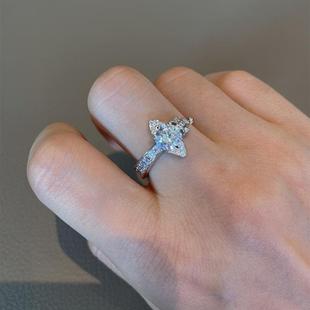 满钻开口土星戒指星球单钻指环皇冠镶钻戒925银