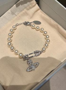 别针珍珠手链土星回形针手饰施家珍珠手链博主种草