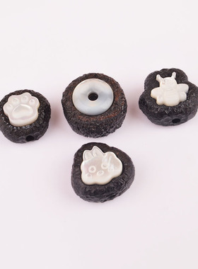 黑檀木背云镶嵌猫爪玉兔蜜蜂隔珠