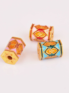 烧蓝彩色菱形六棱柱隔珠