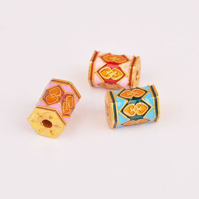 烧蓝彩色菱形六棱柱隔珠