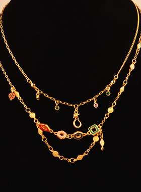 IOEKO黄铜沙金锁骨链女