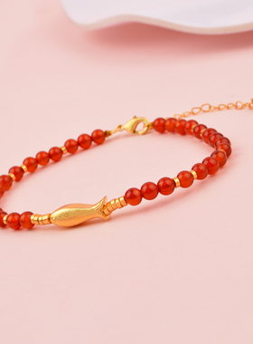 IOEKO女红玛瑙沙金无手链