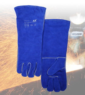 耐磨耐用 友盟 彩蓝色加长烧焊手套 2054 隔热性强
