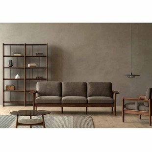 平川沙发 |北欧简约三人位实木布艺沙发 大客厅组合沙发