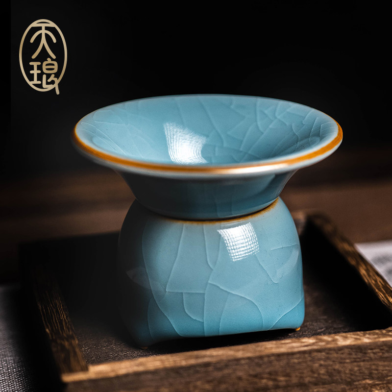 哥窑禅心茶漏高端礼品伴手礼自用带盖置冰裂蝉翼纹茶具茶器功夫茶