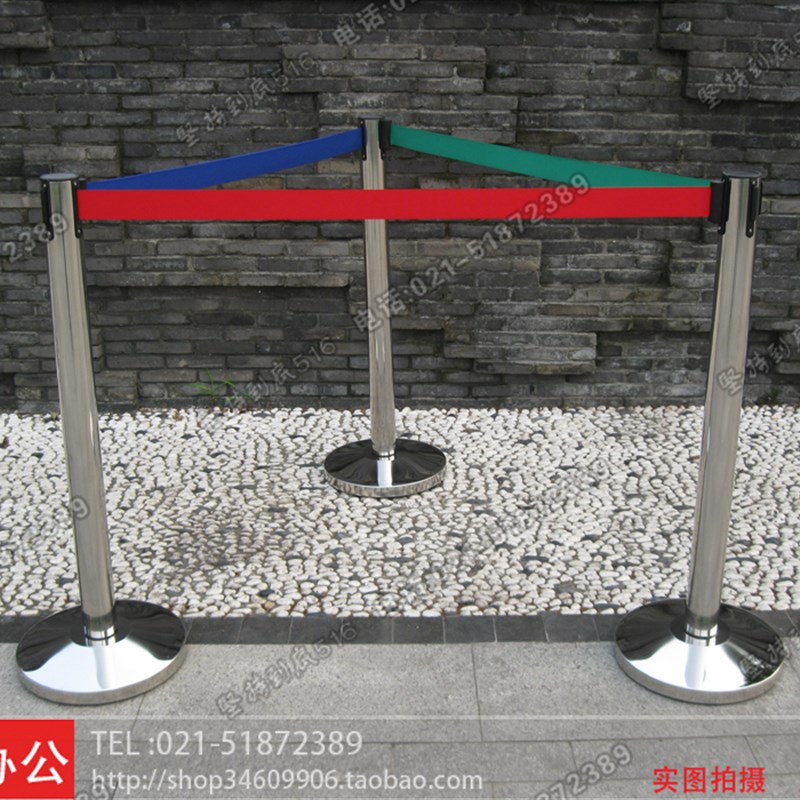 加厚材质 不锈钢隔离带栏杆座 3米伸缩带 一米线栏杆座 活动围栏