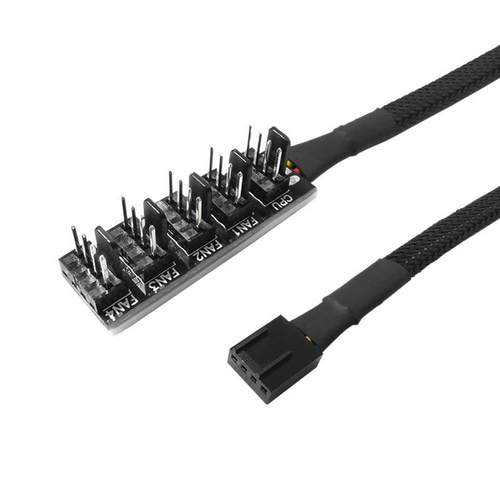电脑机箱风扇拓展集线器主板4Pin4针一分五PWM温控调速延长转接线
