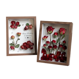 成品相框乾燥花真花创意节日礼物摆台G玫瑰标本立体装饰画活动礼