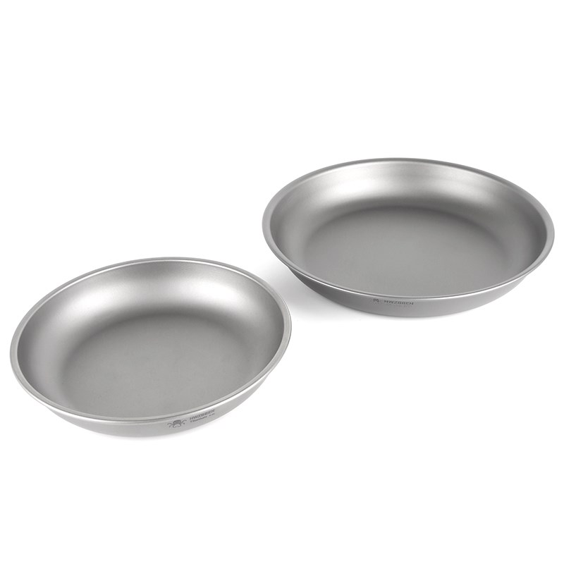 赫兹本纯钛碟圆盘菜碟钛碗户外餐具D平底浅盘饭盘便携式露营户外