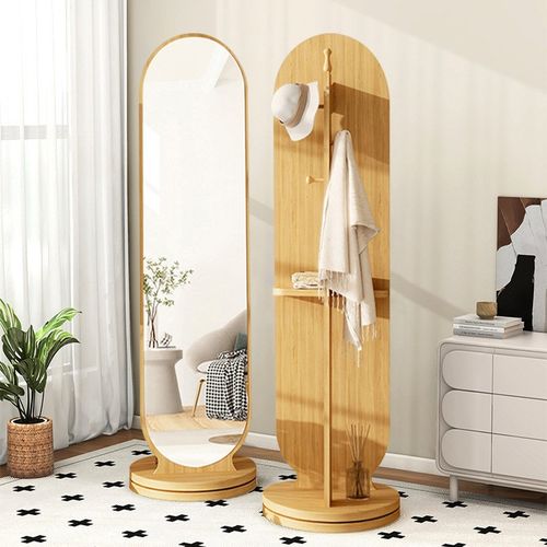 立体旋转镜子全身穿衣镜挂衣架一B体试衣镜落地家用带衣帽架挂衣