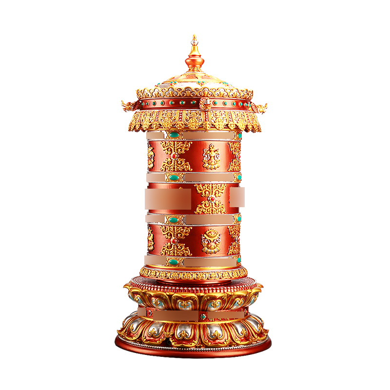 家用天珠浮雕电动转动轮插电w转筒转桶法幢树脂八吉祥龙头家用摆