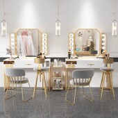 影楼婚纱专业梳妆台带灯彩妆镜台美容院化妆师S专用化妆桌化妆台