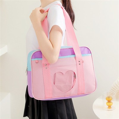 极速Japanese Preppy Style JK Pink Uniform Shoulder School Ba