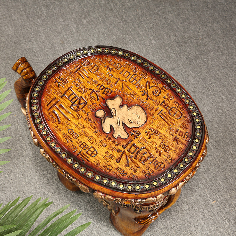 极速中式大象落地摆件大号门口换鞋凳树脂仿实木招财象客厅卧室装