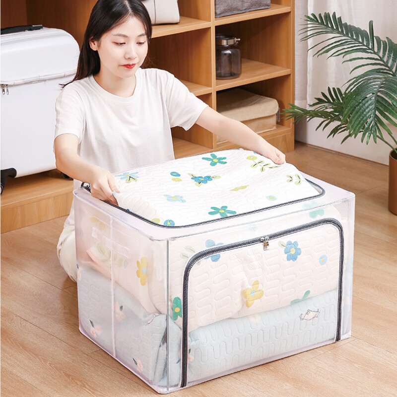 极速钢架收纳箱衣柜收纳盒棉被衣服整理箱搬家可折叠箱子特大号储