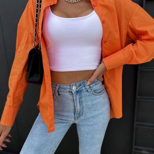 极速Casual V Neck Long Sleeve Shirts Women Shirts Solid Slim