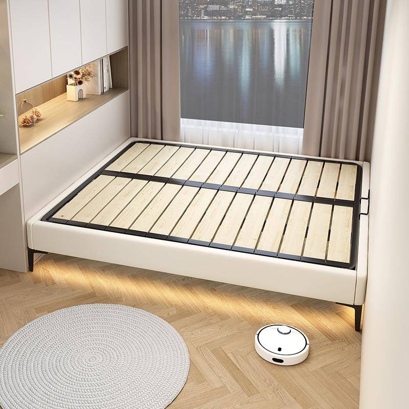 出租房现代简约钢木排骨床架子实木榻榻米排骨架双人无床头民宿床