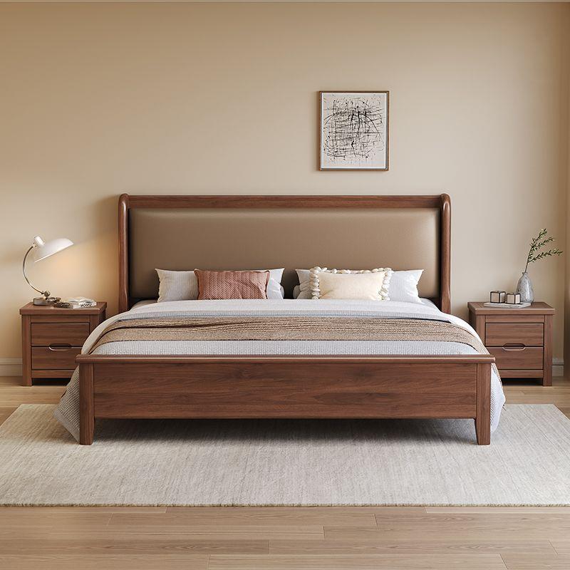 新款金丝胡桃木实木床主卧大床双人1.8x2米现代简约1.5米软靠婚床