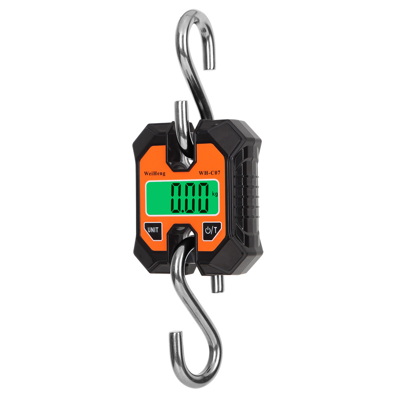 WH-C07厂家便携式手提电子秤打猎吊称工业秤迷你电子吊钩秤100kg