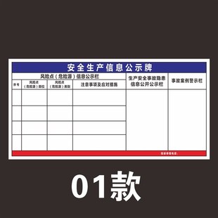 东莞安全生产信息公示牌风险x点危险源信息栏生产安全事故隐患公