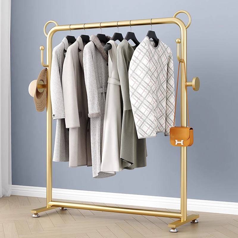 落地晾衣架家用室内挂衣架酒店宿舍简易衣帽架阳台U凉晒单杆折叠