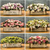 美式 栅栏仿真花家居假花装 饰花盆栽摆件塑料干花S客厅茶几绢花摆