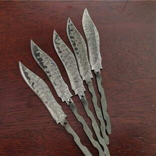 包邮大马士革钢刀胚花纹钢diy半成品茶I刀胚茶剑茶针普洱茶刀刀坯