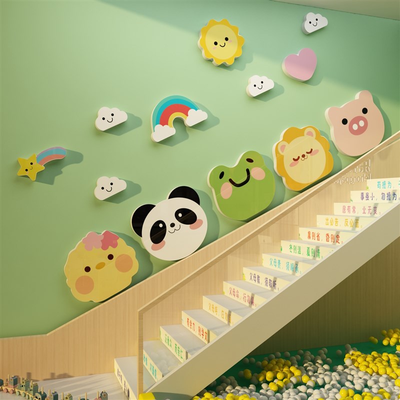 幼儿园环创主题墙面装饰成u品楼梯走廊环境布置材料培训机画室教