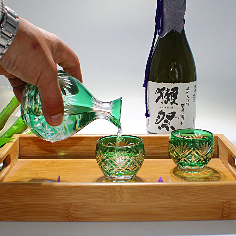 日式清酒壶酒杯江户切子工艺x水晶玻璃手工雕刻酒店家用装饰送礼