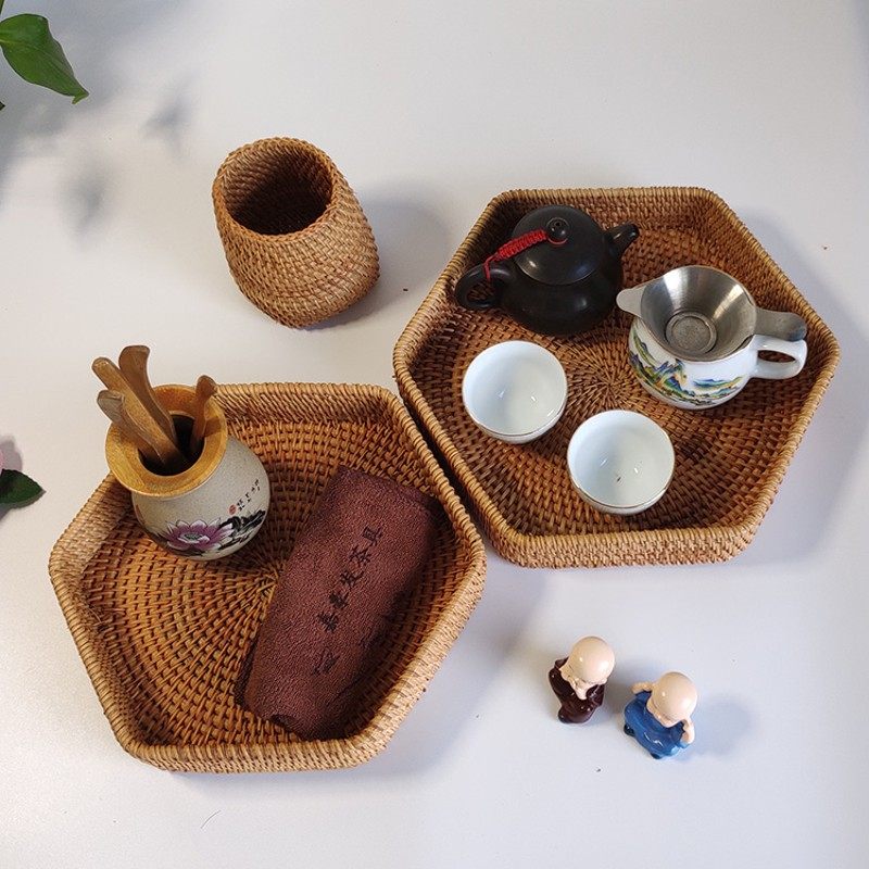 藤编托盘家用f餐桌收纳茶杯水杯托盘大号客厅长方形茶点盘圆形果,餐饮具,果盆/果盘/果篮,淘宝优惠券,粉丝福利购,淘宝优惠卷