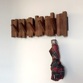 墙面装 饰架 饰挂钩黑胡桃衣挂钩实木衣帽钩创意隐形木条T墙壁挂装